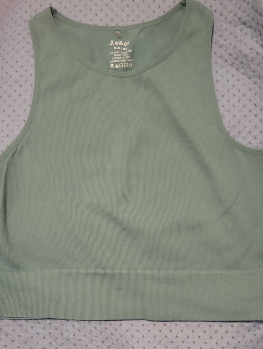 J.O.A. Mint Green Ribbed Crop Tank
